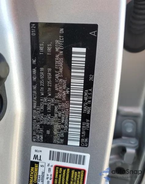 2024 Toyota Highlander Le из США, поврежденный, VIN 5TDKDRBH4RS541051